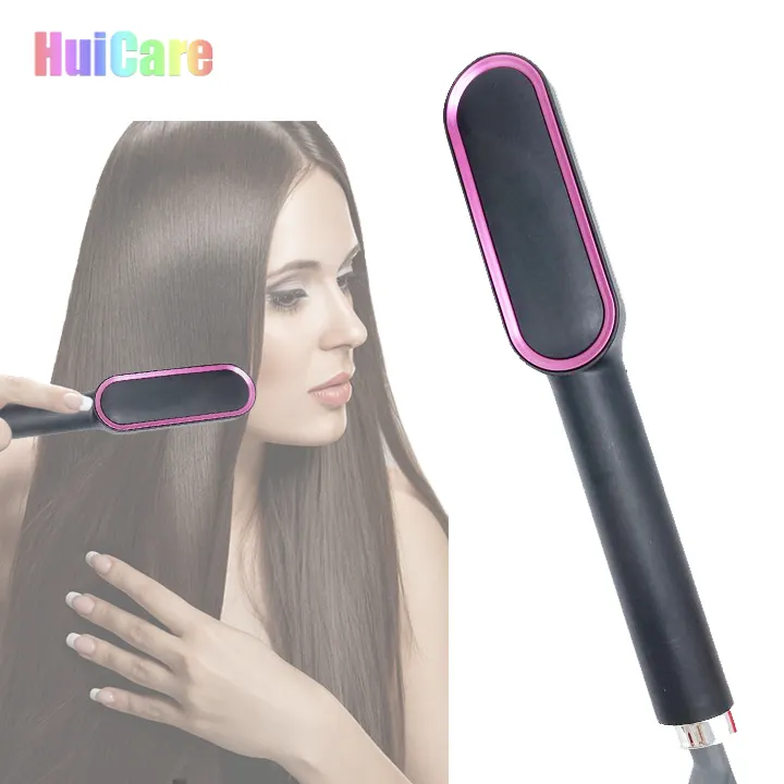 Lisseur de cheveux en céramique, meilleur lisseur de cheveux, brosse à lisser, peigne noir mat, métal