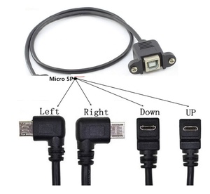 免费样品快速下降运输USB 2.0 b型母面板安装电缆角度微型usb电缆