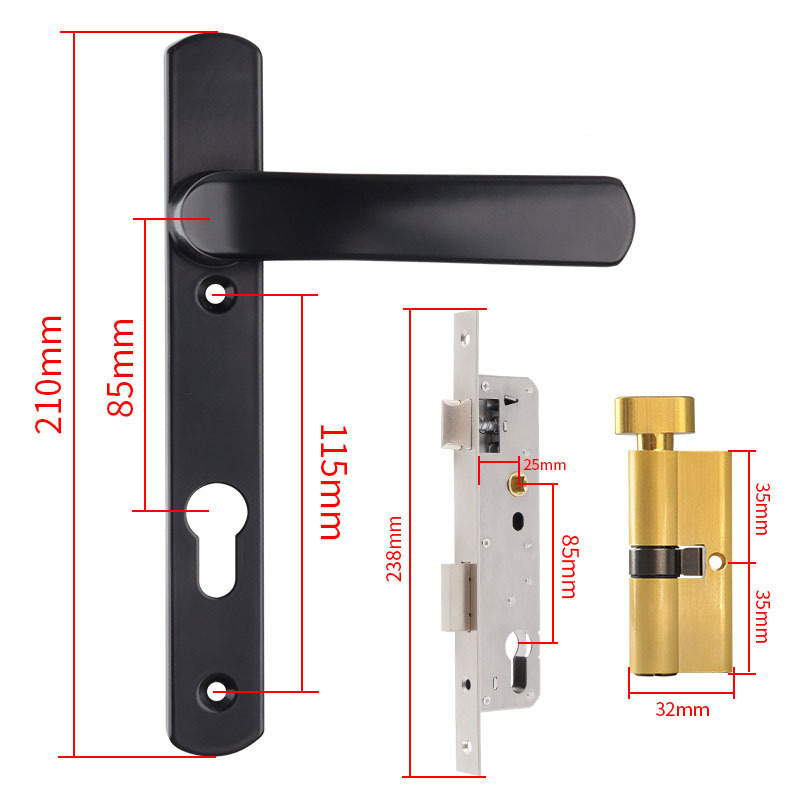 Serrure monopoint noire 8525, cylindre de serrure 70