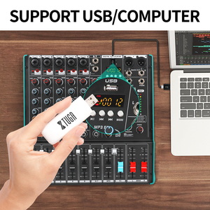XTUGA TS7 profesyonel mikser 7 kanal Blueteeth karıştırma konsolu 99 DSP etkisi ile ev Karaoke Usb canlı arayüz mikser - Product Image 6