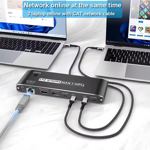 2x1 8K Thunderbolt 4 USB C <strong>KVM</strong> <strong>Switch</strong> RJ45 100W PD Charge 4K 144Hz Type C <strong>KVM</strong> <strong>Switch</strong> Switcher for 2 Computer <strong>1</strong> Monitor