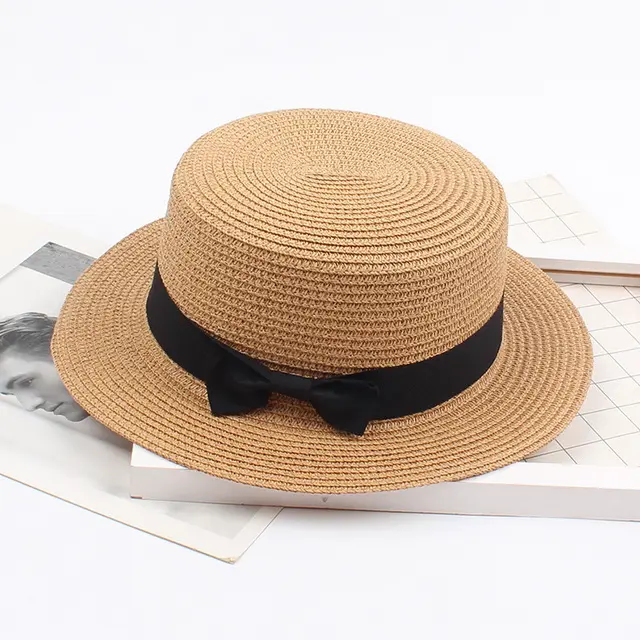Flat Top Women Summer Beach Wide Brim Wholesale Straw Hat for Women
