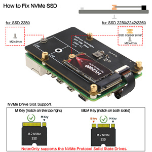 ДСП Geekworm X1002 Pcie M.2 Nvme Ssd плата для Raspberry Pi 5 совместим с M.2 NVMe SSDs быстрая передача данных - Product Image 3