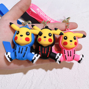かわいい3D漫画カスタムPvcアニメキーチェーンゴムピカチュウポケモンキーチェーンシリコンポケモンカーバッグペンダントキーリングキーチェーン - Product Image 3