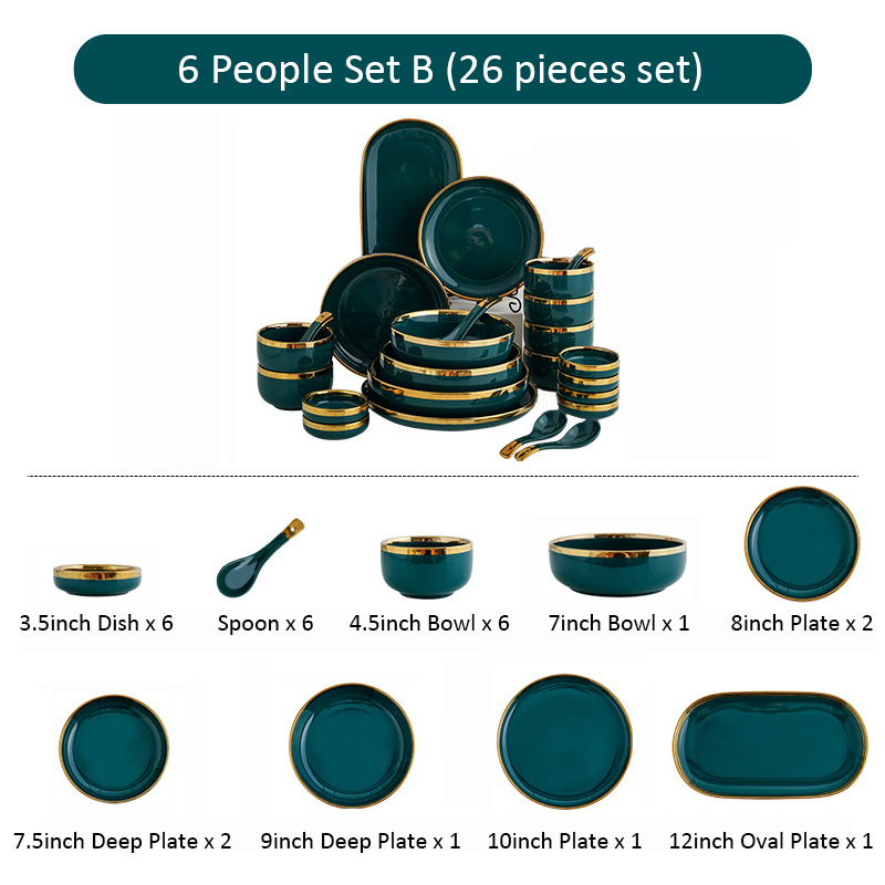 Vert 6 personnes 26 pcs set B