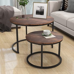 工业圆形茶几套装2坚固易组装传统乡村农家风格客厅端桌 - Product Image 6