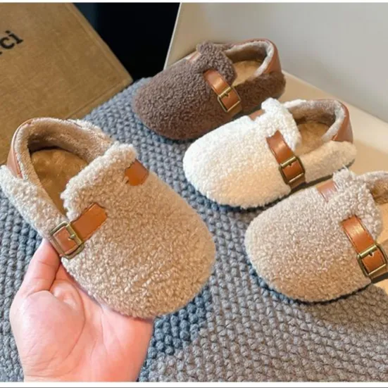 Niñas ocio invierno nuevo simple retro cálido Zapatos Niños luz suave suela cómoda slip-on zapatos de algodón