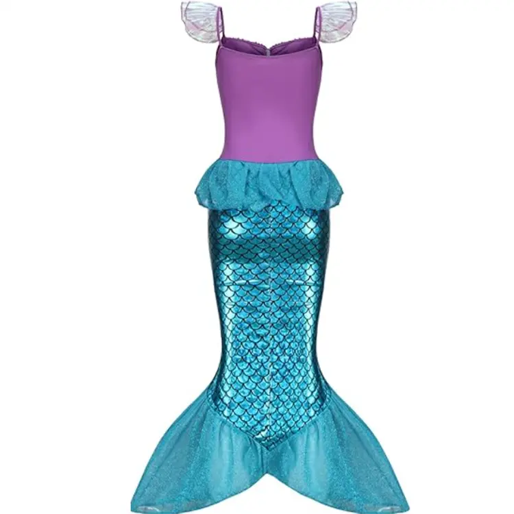 Disfraz de Sirenita para Niñas, Vestido de Princesa para Niños, Cosplay de Cumpleaños y Navidad con Accesorios