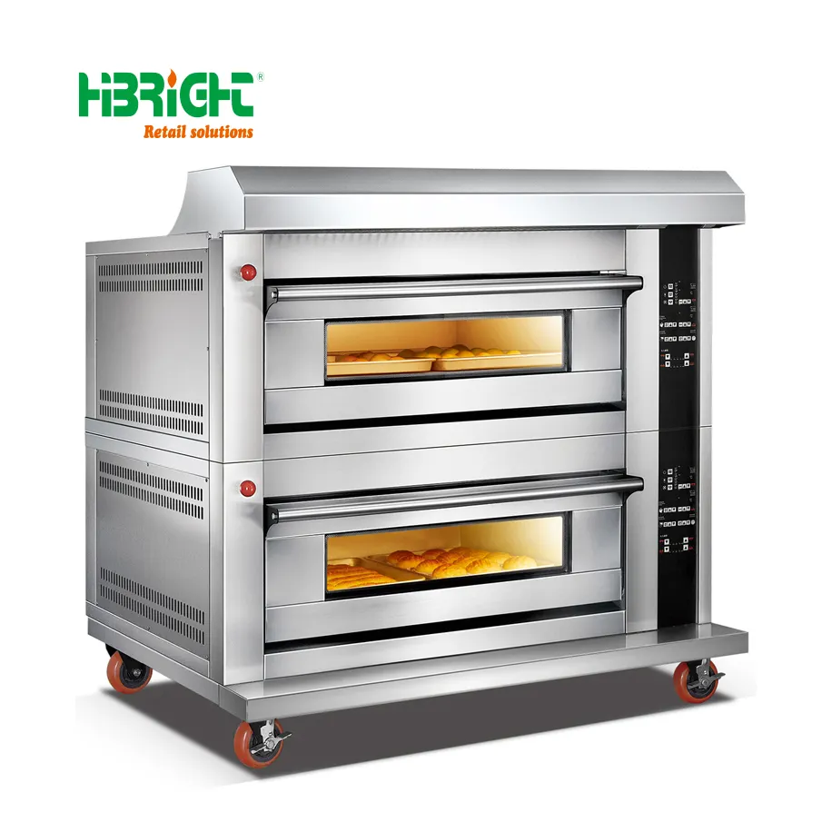 Porta di lusso in acciaio inox 220V cucina commerciale panetteria Pizza forno a Gas con funzione vapore