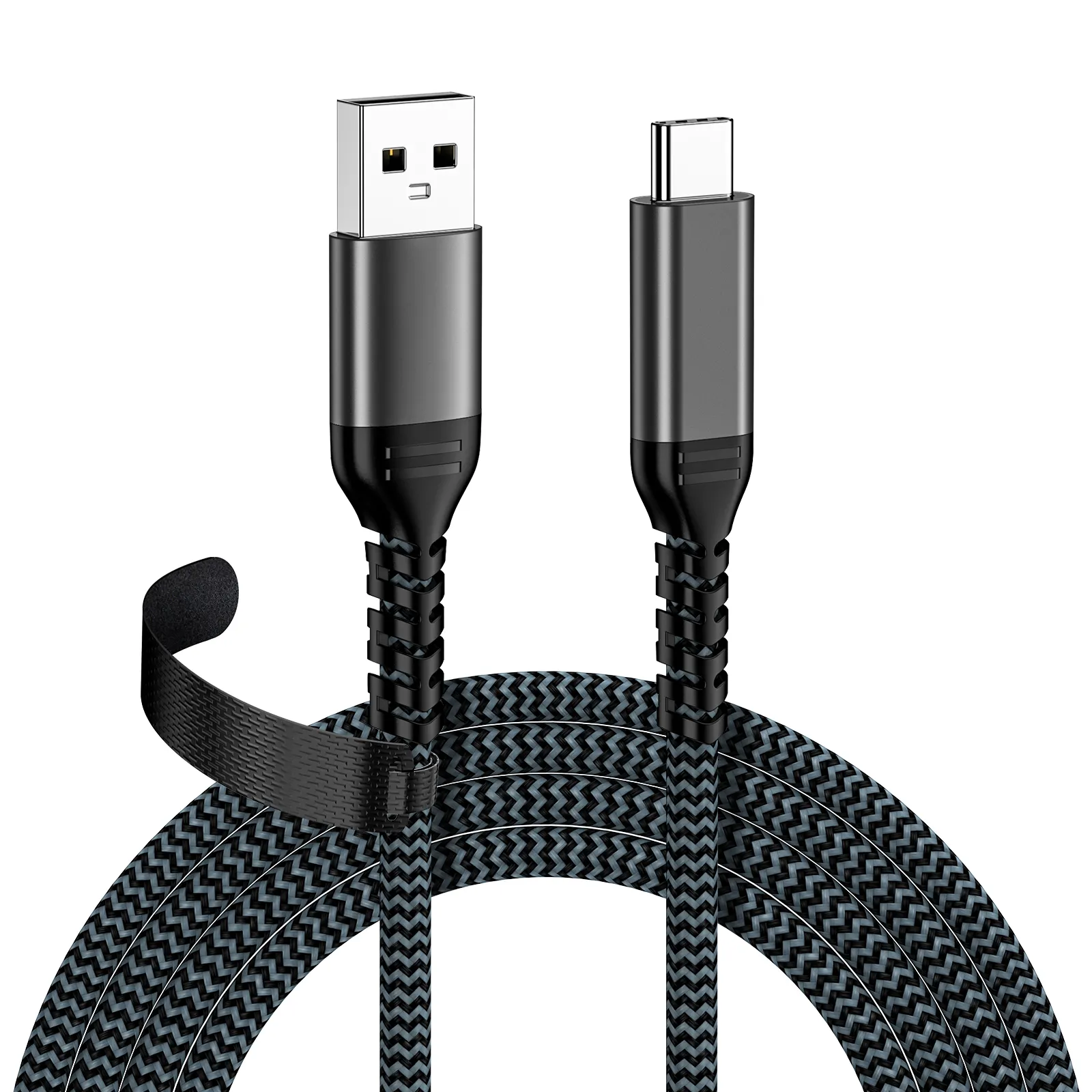 Kabel pengisian daya Cepat USB 10Gbps, kabel USB A ke USB C, kabel pengisian daya Cepat tipe C, kabel kepang USB 3.2