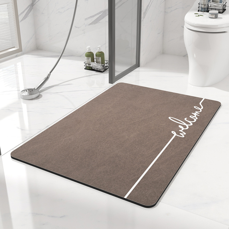 Rainbow Fleece Bathroom Mat - Letter Brown