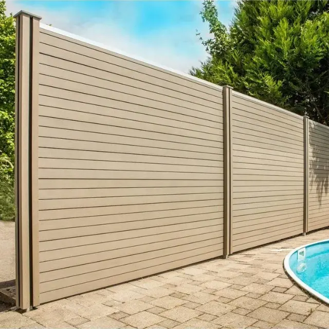 Garden privacy safety fence panels UV resistance wood plastic composite WPC buildings fence