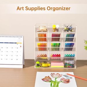 Acrylic dọc đánh dấu tổ chức 150 các nhà sản xuất Angled chủ sở hữu bút rõ ràng lớn văn phòng phẩm Bút Chì Chủ bàn nghệ thuật kệ trưng bày - Product Image 5