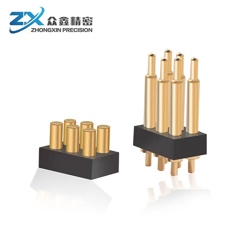 Brass Gold Plated 2.0*13.8 mm 3x2 Array Spring Loaded Pogo Pin Male and Female Connector For Electronic Product Parts