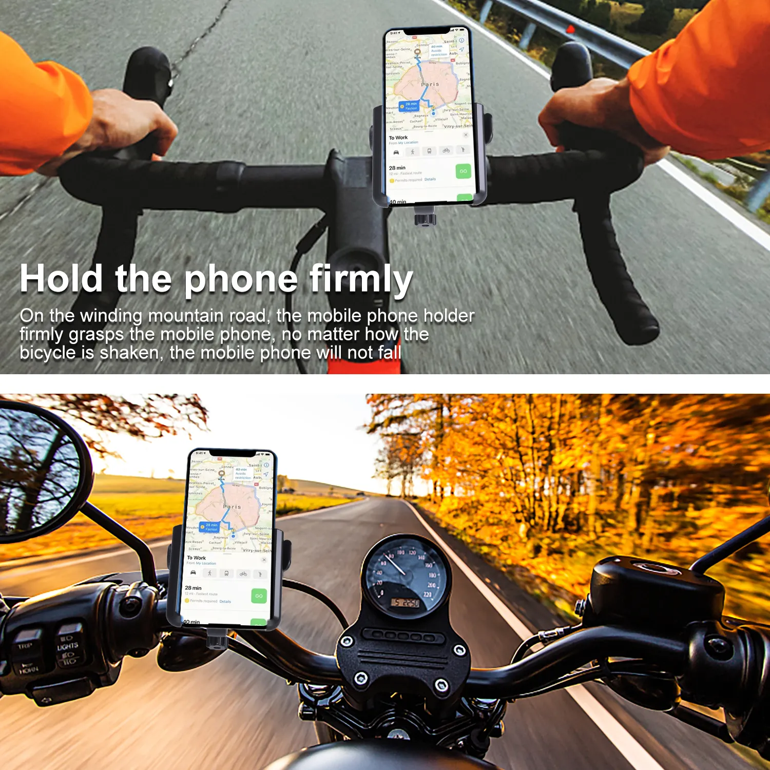 ODIER supporto universale per telefono cellulare a 360 gradi supporto flessibile per clip mobile blocca rapidamente il supporto per telefono da bici per moto da bicicletta