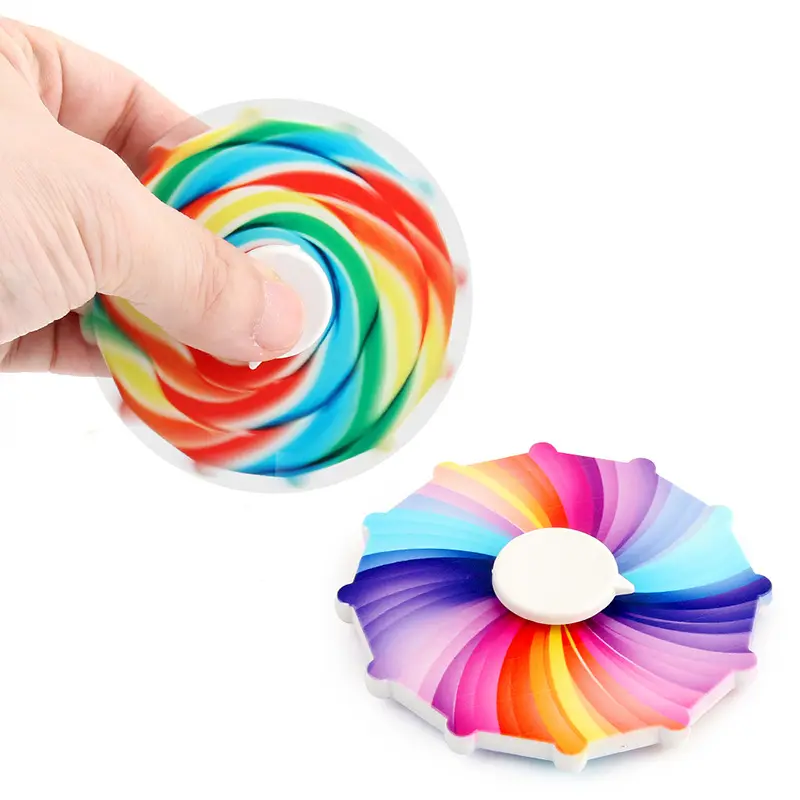 Juguete antiestrés para aliviar la ansiedad, giroscopio de doble cara con impresión UV, giroscopio de mesa giratorio para dedo, Color arcoíris