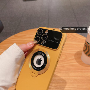 Magnetic Phone <strong>Case</strong> for iPhone 13 Pro Max <strong>Big</strong> View Camera Lens Matte <strong>PC</strong> Back Cover with Holder for iPhone 14 Pro - Product Image 2