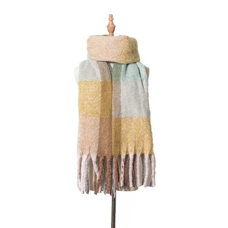 Otoño e Invierno largo grueso borla bufanda círculo arena Pashmina bufanda chal para mujer de lujo