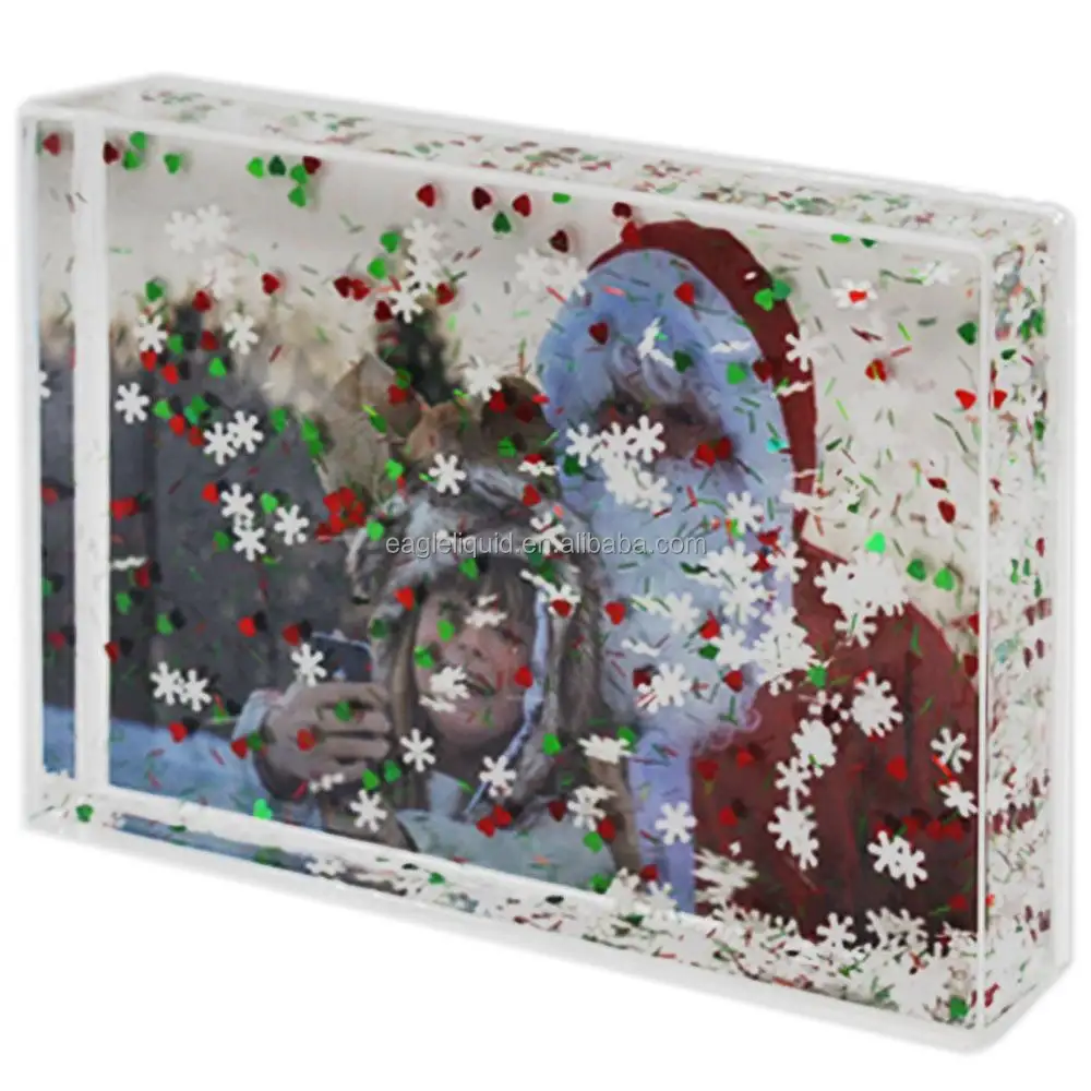 Freistehender Acryl-Bilderrahmen Quicksand Glitter Liquid Picture Frame Weihnachts-Foto rahmen