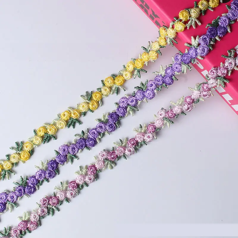 ZSY 1,2 cm bordado 3D borde encaje ajuste sol flor encaje químico ajuste para vestido Lencería Decoración