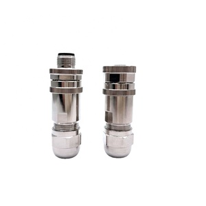Dairesel M12 3 4 5 6 8 12 17 kutup erkek kadın A B D X S T kodlu sinyalleri için Metal konnektör düz su geçirmez IP67 - Product Image 1