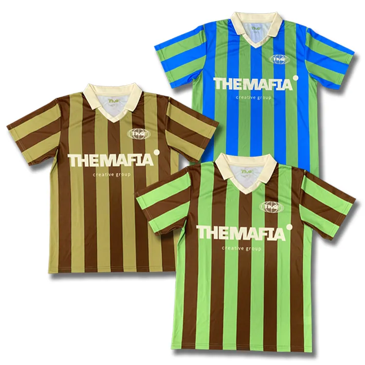 Maillot de football classique personnalisé en maille respirante avec motif rétro de sublimation Chemises de football de rue