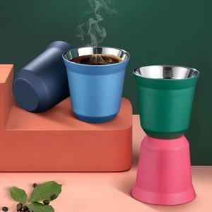 Stainless Steel 304 Double-layer Design Coffee <strong>Cup</strong> 80ml Capacity With Classic Style for Heat Insulation for Parties - Product Image 2