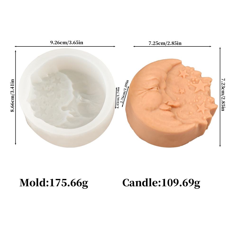 Moule à savon circulaire en résine, motif soleil et lune.