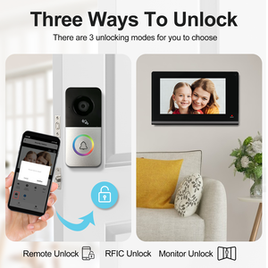 7 Inch Video Door Phone with PIR <strong>Motion</strong> <strong>Detection</strong> Home Security <strong>System</strong> for Apartment Unlocking Video <strong>Intercom</strong> Doorbell Camera - Product Image 3