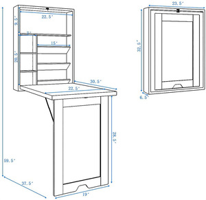Mesa de comedor plegable multifuncional montada en la pared Escritorio flotante convertible Escritorio de computadora con ahorro de espacio plegable con estante lateral