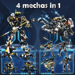 WOMA TOYS C5017 bambino educativo fai da te creativo plastica deformata blocco di costruzione mattone 4 in 1 trasformazione robot mecha mech kit set - Product Image 4