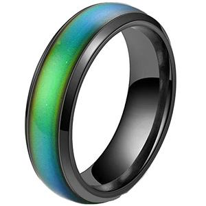 Penjualan paling laris pabrik cincin pasangan baja tahan karat warna perubahan suhu zirkonia lebar 6mm