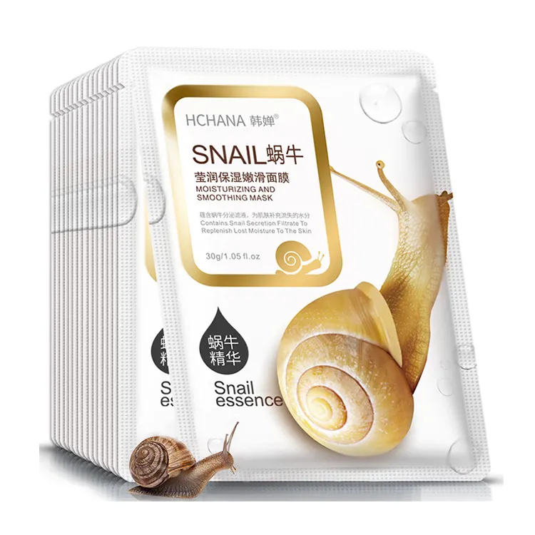 Hanchan Snail Face Mask maschera facciale idratante rifornimento controllo dell'olio Acne Tender Black Sheet Wrapped Peel Mask cura della pelle