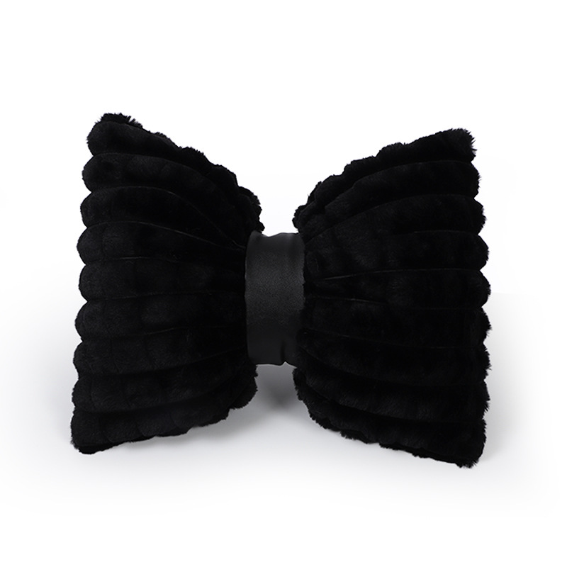 Rabbit fur puff pastry lumbar support (black)