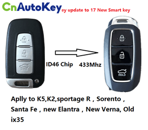 4 Button Old Smart Key <strong>Remote</strong> Control for Sportage R Sorento K2 K5 Ix35 Elantra 433Mhz 46Chip Transponder - Product Image 3