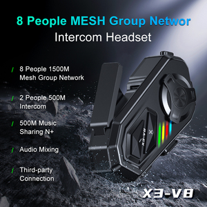 Sistema de comunicación para casco de bicicleta con 8 ciclistas, auriculares de 1500M para motor con intercomunicador de 2 vías y música