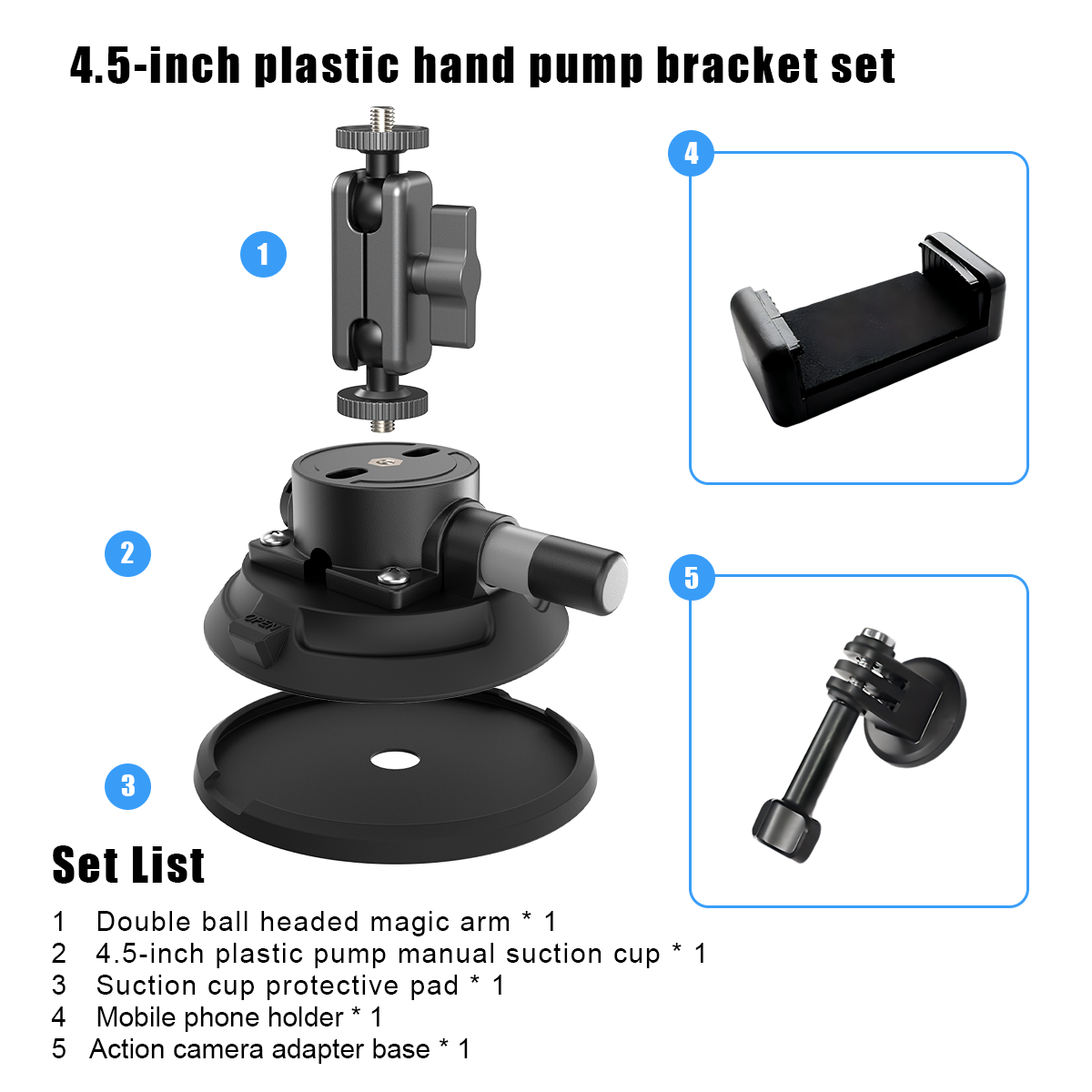 4.5-inch suction cup + plastic handle + stand set