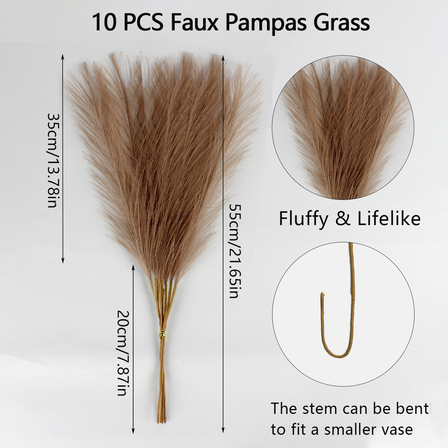 Herbe de pampas brune 10pcs