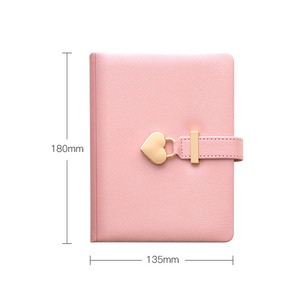 B6 logotipo personalizado colorido pu cuero diario cuaderno caja de regalo corazón bloqueo diarios blocs de notas con candado para niña - Product Image 4