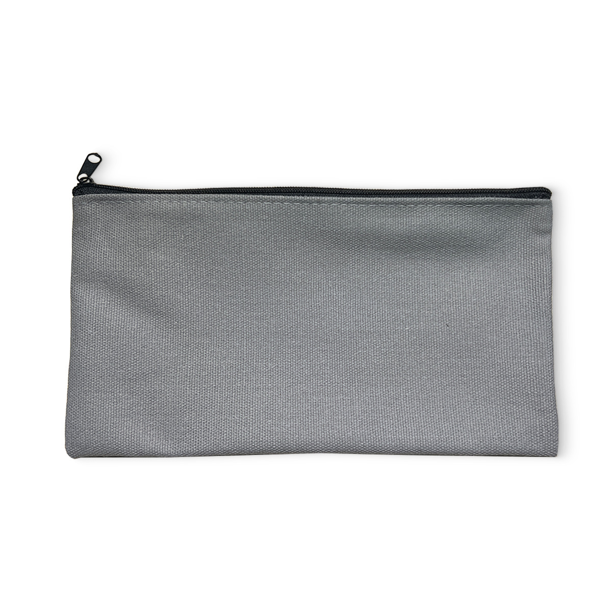 Lona gris de 12*21cm con cremallera negra.