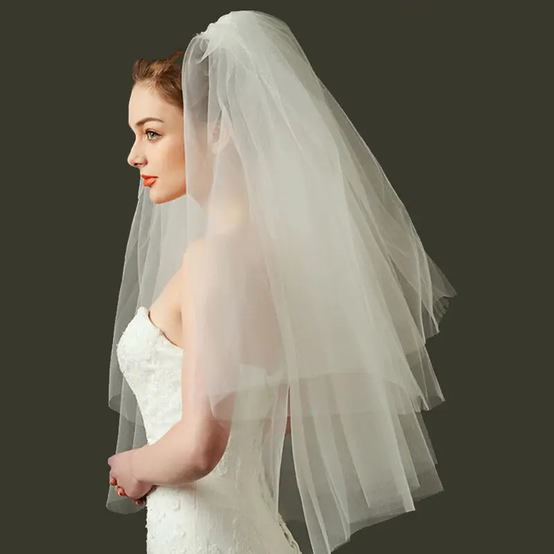 Voile de mariée en tissu duveteux, plusieurs couches, accessoires de mariage, vente en gros, pas cher