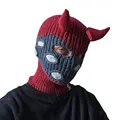 DIZNEW Low moq custom high quality knitted hat mask Crazy personality brand hat for men