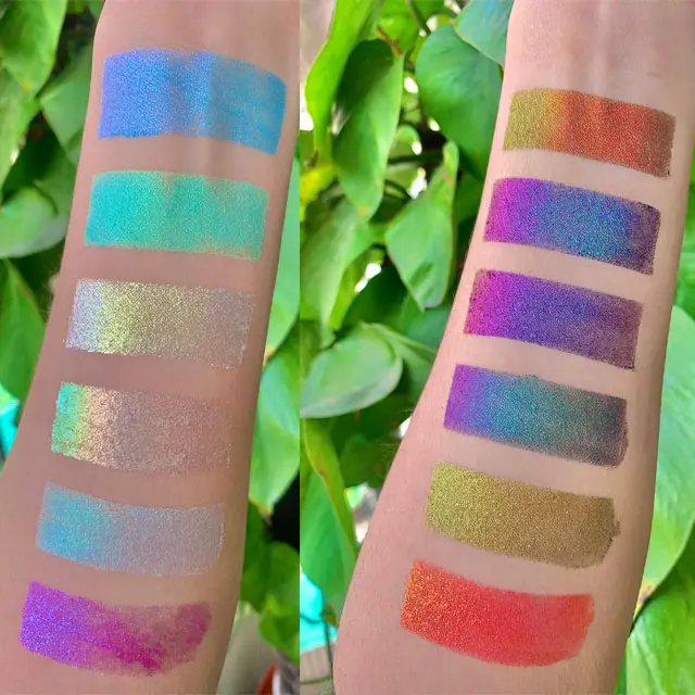 Nuevo en pigmento multicromático Sombra de ojos Cambio de color Pastel mágico Maquillaje de ojos Camaleón Indie Metálico Duochrome