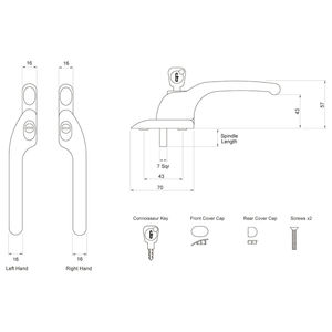 Оконная ручка, защелка, ПВХ универсальная оконная ручка Espag - Product Image 6
