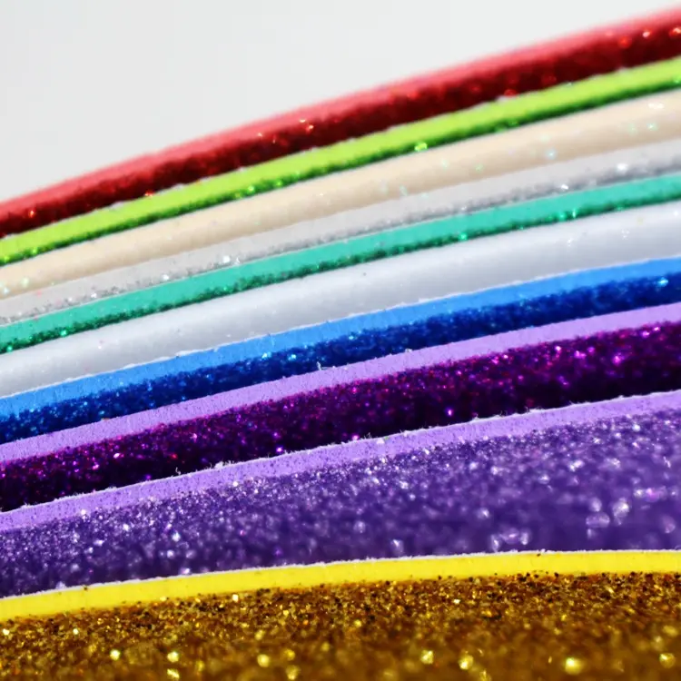 Papan EVA lembar ekstra lembut busa karet goma warna cerah berkualitas tinggi dengan glitter