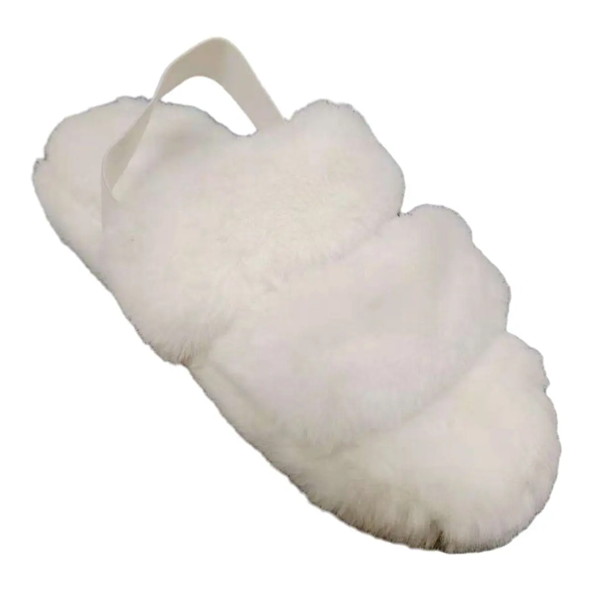 冬の暖かいファッションホームスリッパカスタムシンプルな滑り止め軽量弾性ストラップスリッパ女性のための白い靴