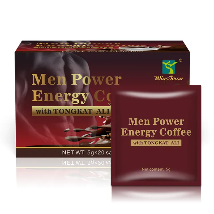 EssupSell iyi yeni tip adam güç kahve tozu erkek canlılık Tongkat Ali özel etiket anında Maca siyah enerji kahve erkekler için
