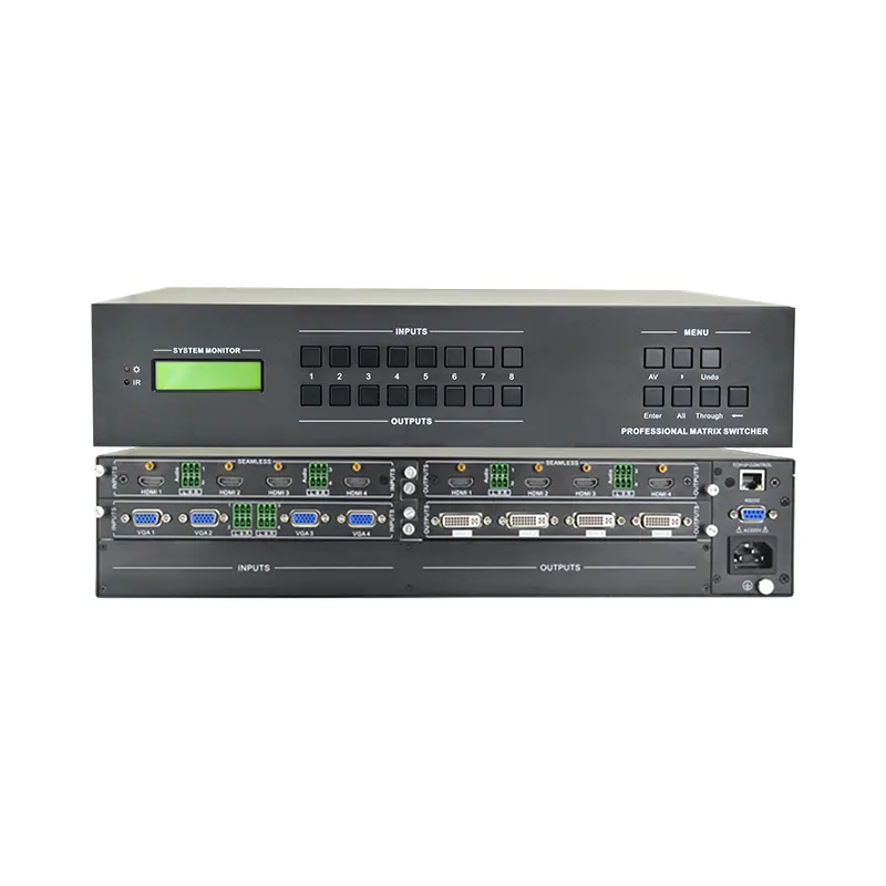 Wholesale custom seamless splicing HD matrix video switcher 8 in 8 out chassis