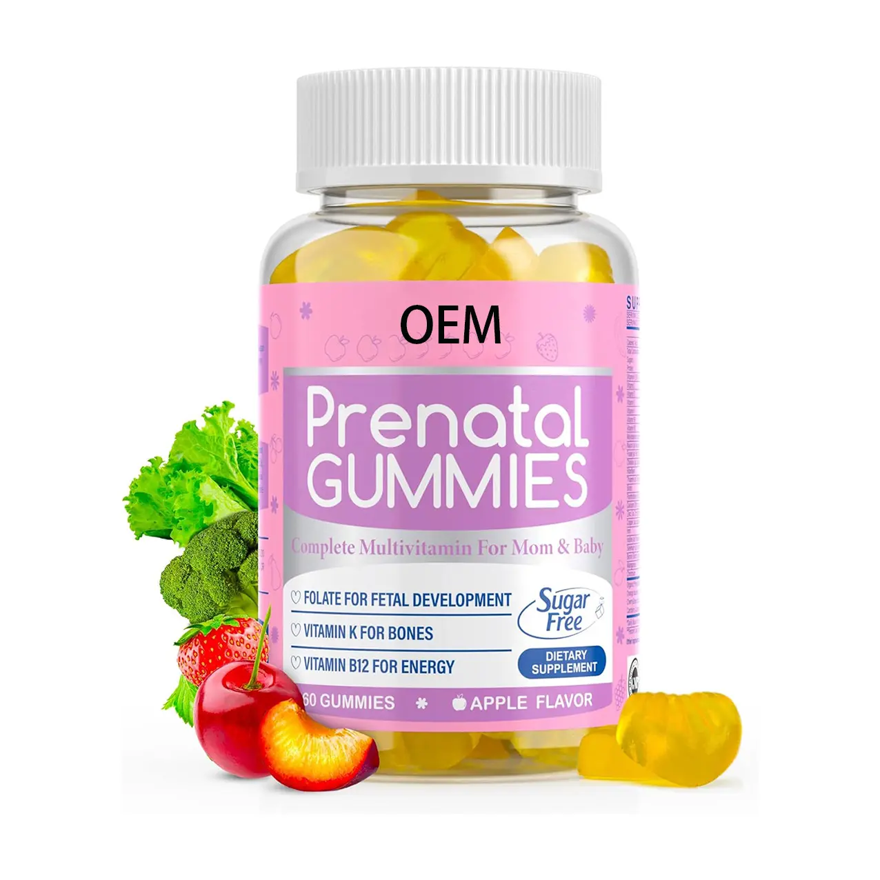 Gomitas prenatales multivitamínicas al por mayor con vitamina K, hierro, folato, vitamina B6
