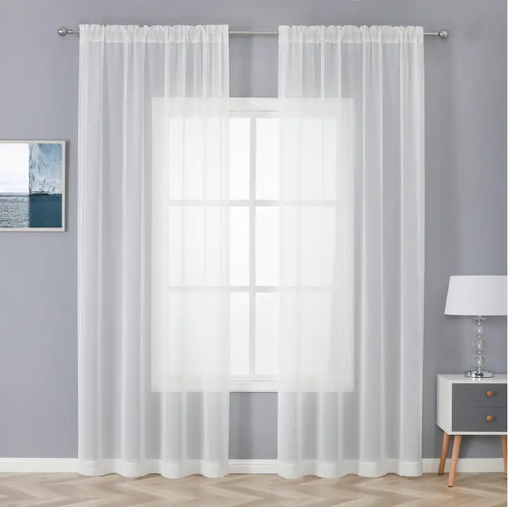 Cortina de tela para sala de estar, tela de reciclaje transparente, gran oferta